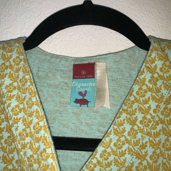 Matilda Jane print dress girls age 8 in excellent used condition green blue - Picture 7 of 8